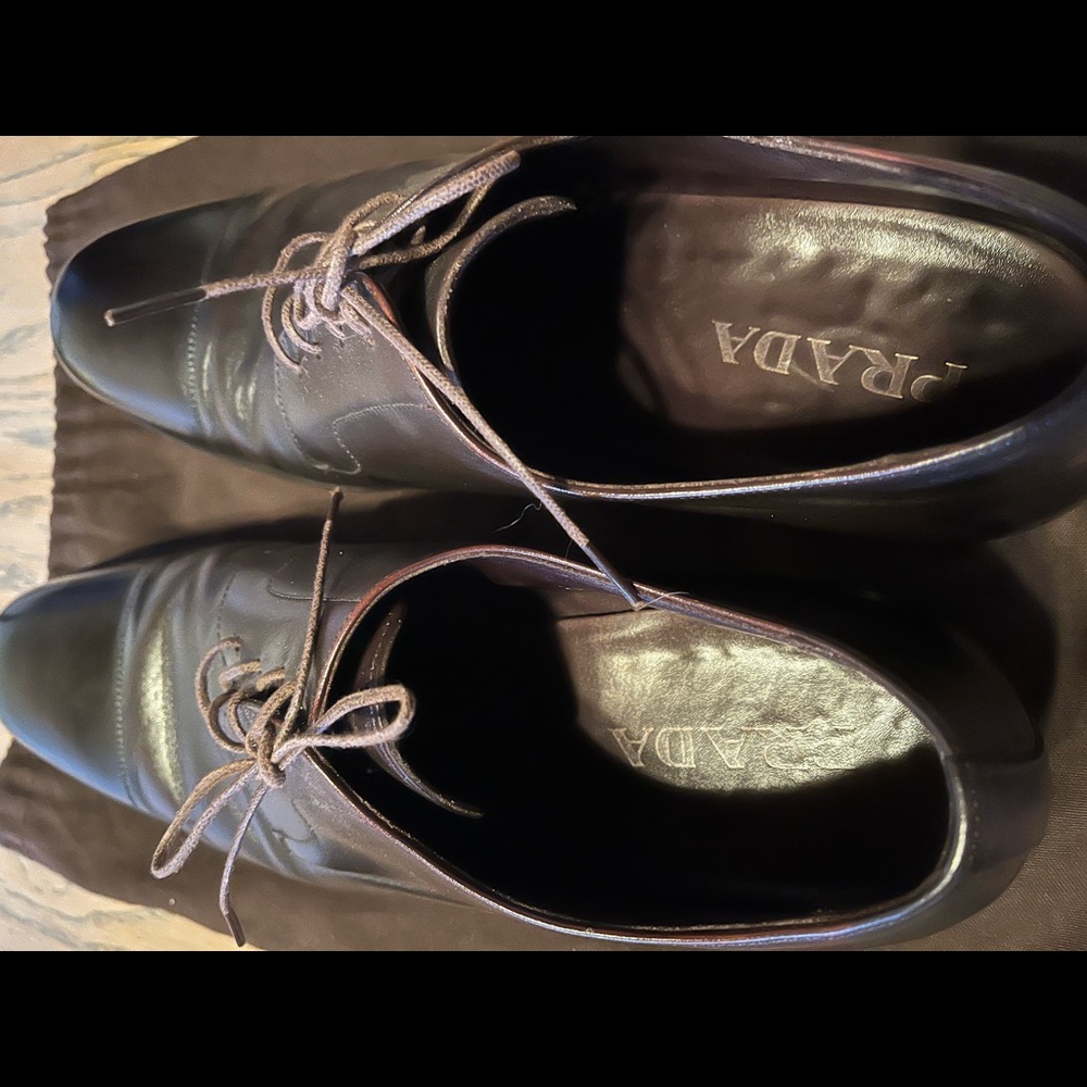 Prada Chocolate Brown Derby Dress Shoes - Picture 7 of 9